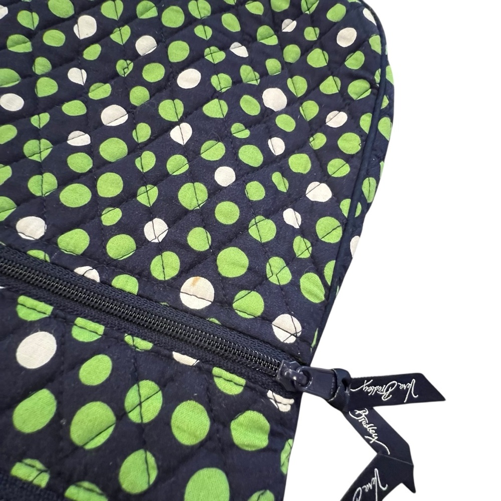 Vera Bradley Lucky Dots Hipster Quilted Crossover Purse 3 Zipper Navy Green - Picture 9 of 16